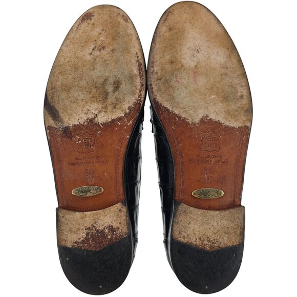 Vintage Belvedere Exotic Full Crocodile Black Dress Shoes Men 8.5 Tassel Loafer - Picture 3 of 12